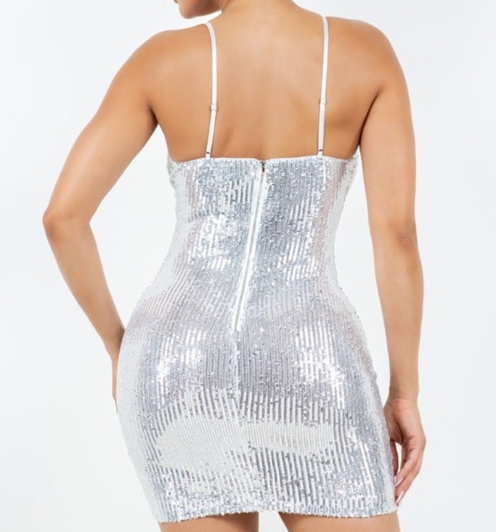 green emerald velvet dress LATE NIGHT AT THE DISCO SEQUIN MINI DRESS – AKIRA main image 1